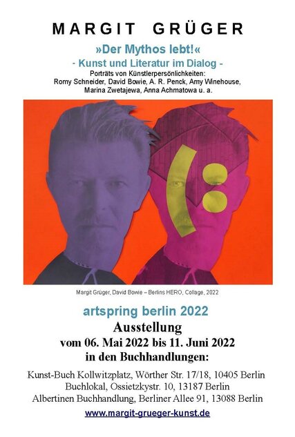Plakat Margit Krüger »DER MYTHOS LEBT!« „Kunst und Literatur im Dialog“