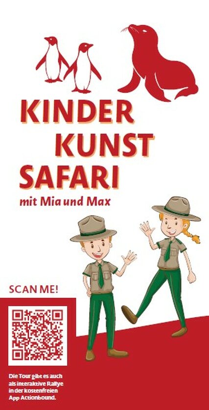 Flyer KINDER KUNST SAFARI Stadtpark Lichtenberg mit Mia und Max