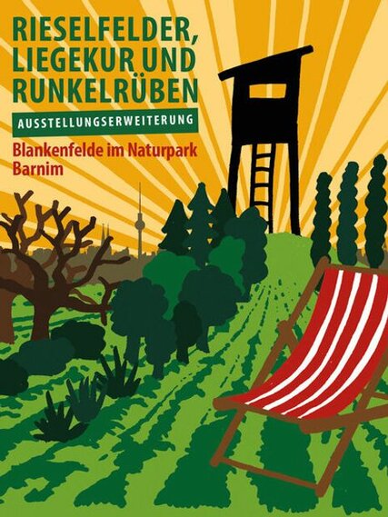 Plakat zur Ausstellung „Rieselfelder, Liegekur und Runkelrüben – Das Stadtgut Blankenfelde im Norden Berlins“ und "Blankenfelde im Naturpark Barnim"