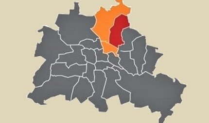 Karte Berlin mit farbiger Kennzeichnung von Pankow